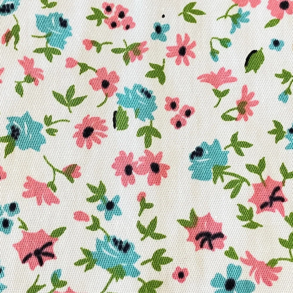 Vintage Cotton Printed MC Tablecloth Aqua Pink Black Green 52